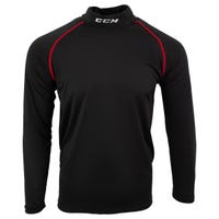 CCM Senior Athletic Fit Long Sleeve Shirt W/Integrated Non-BNQ Neck Protection in Black Size Medium