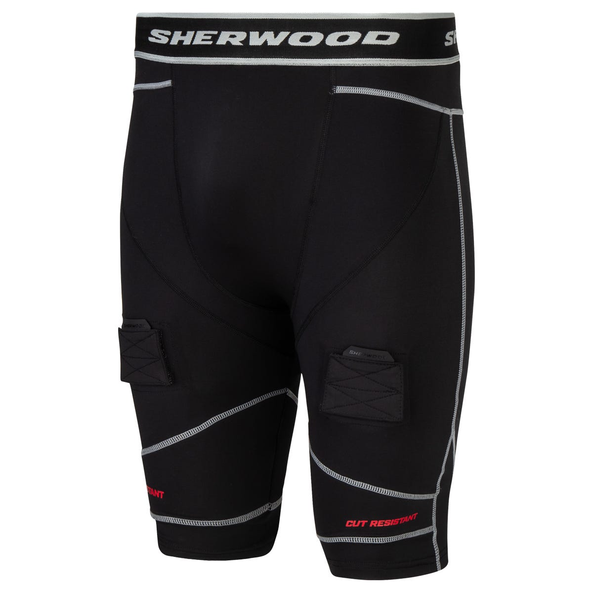 Sherwood Rekker Cut Resistant Compression Senior Jock Shorts w/ Cup in Black Size X-Large