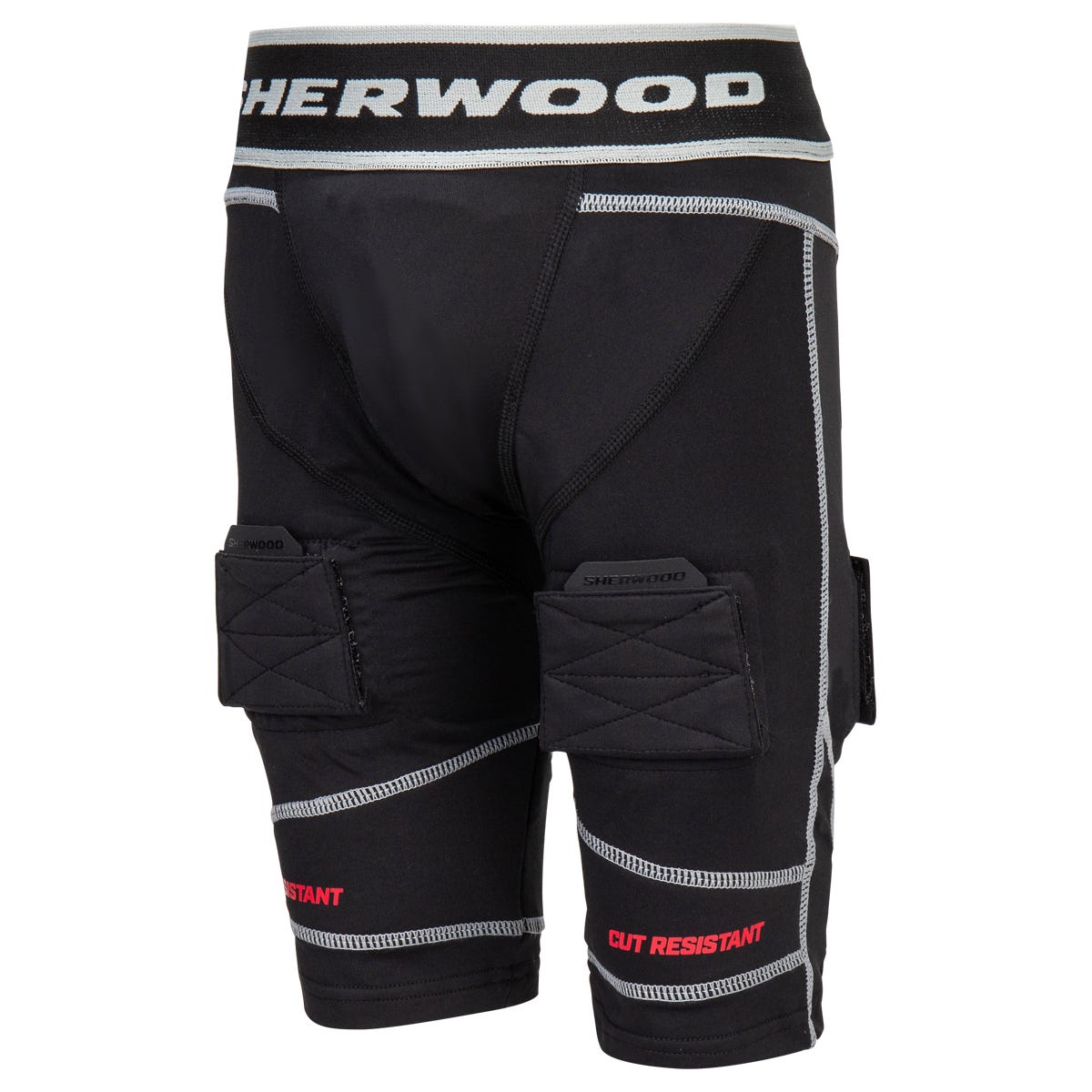 Sherwood Rekker Cut Resistant Compression Junior Jock Shorts w/ Cup in Black Size Large