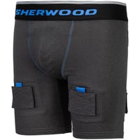 Sherwood Hat Trick Compression Junior Jock Shorts w/ Cup in Black Size Large