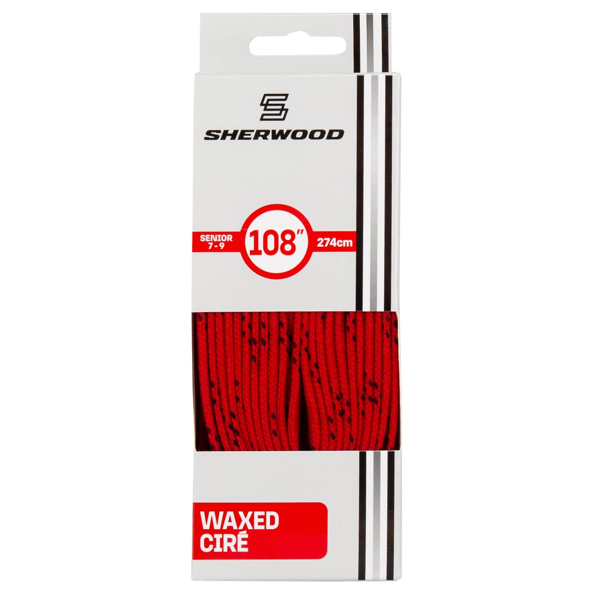 "Sherwood Pro Waxed Laces in Red/Black"