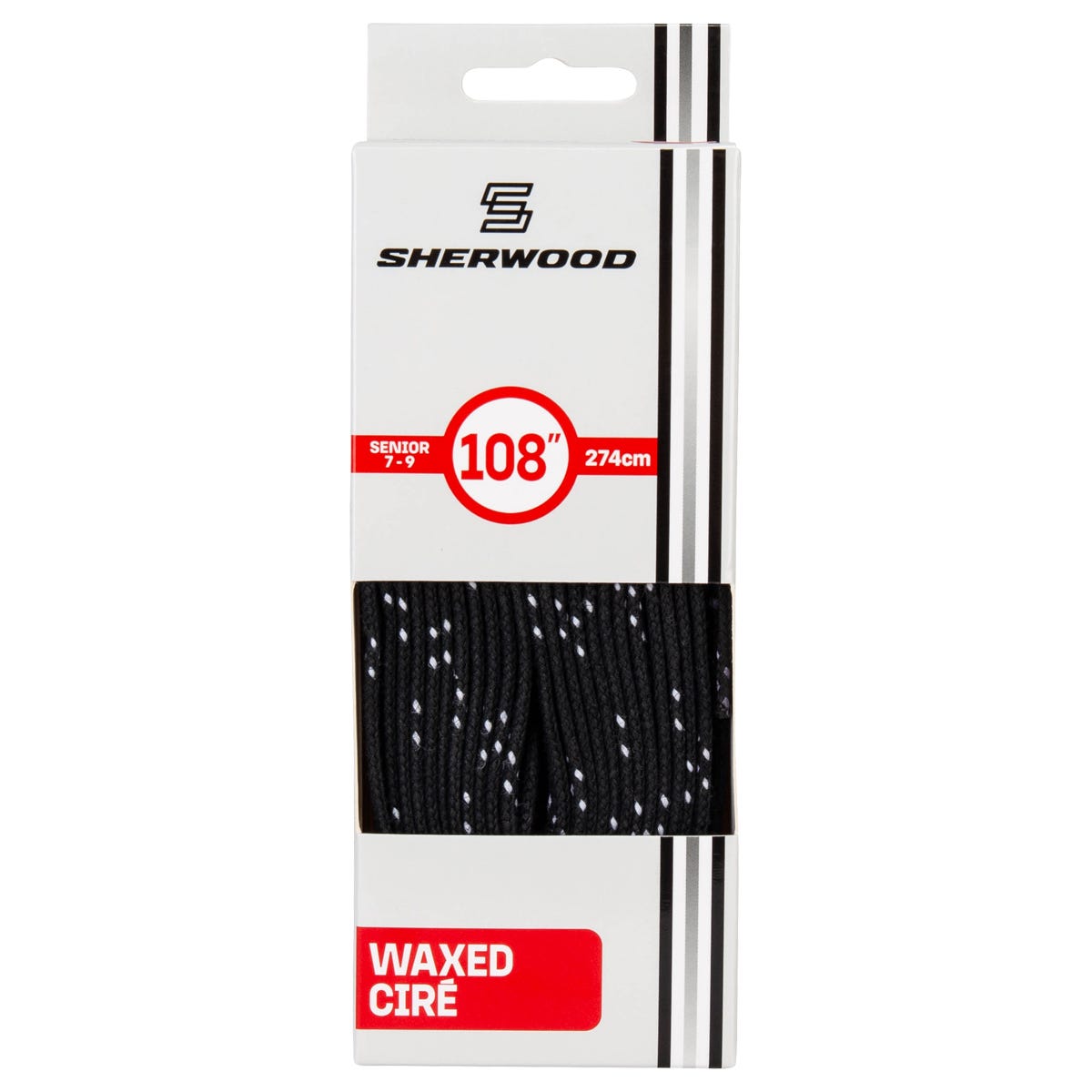 "Sherwood Pro Waxed Laces in Black/White"