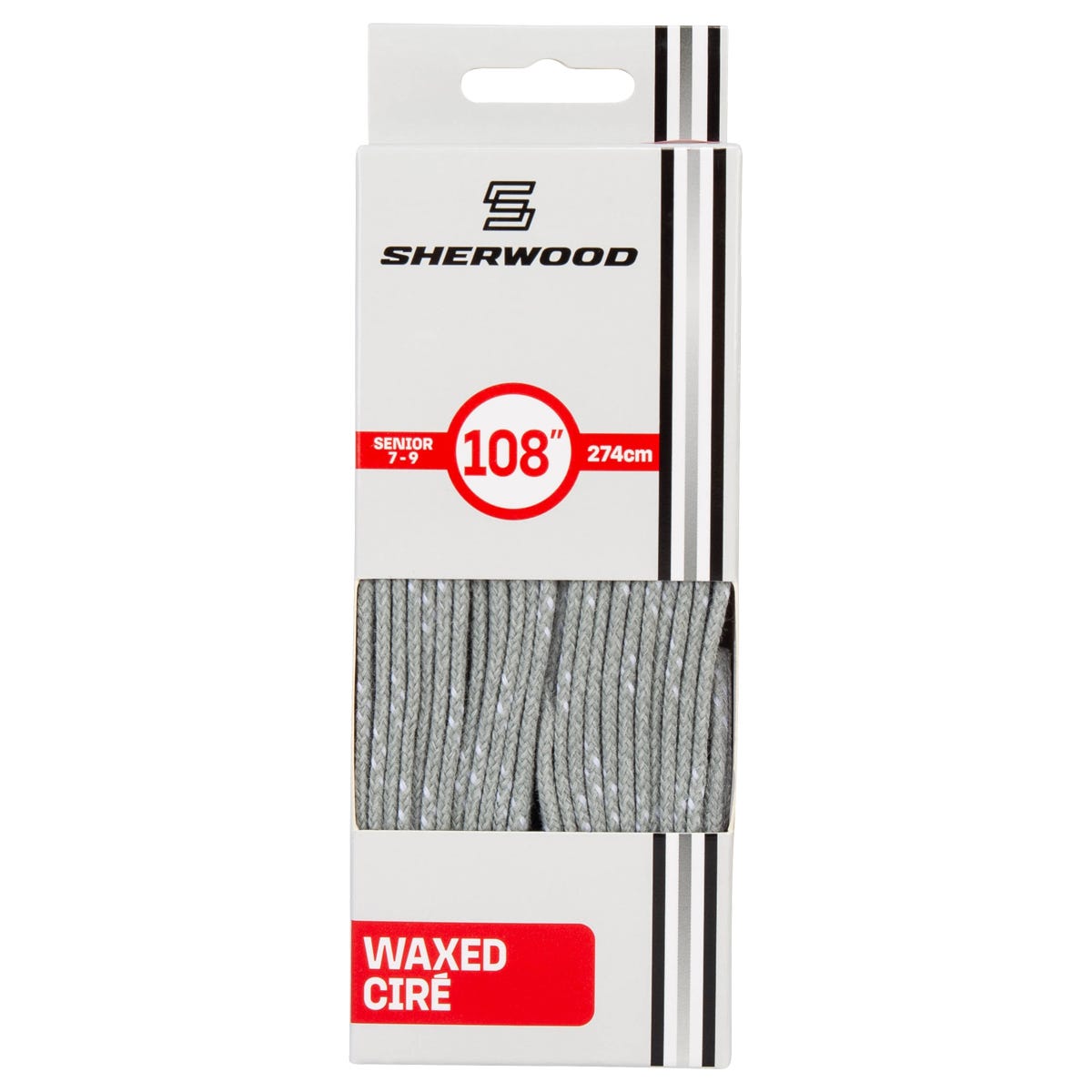 "Sherwood Pro Waxed Laces in Grey/White"