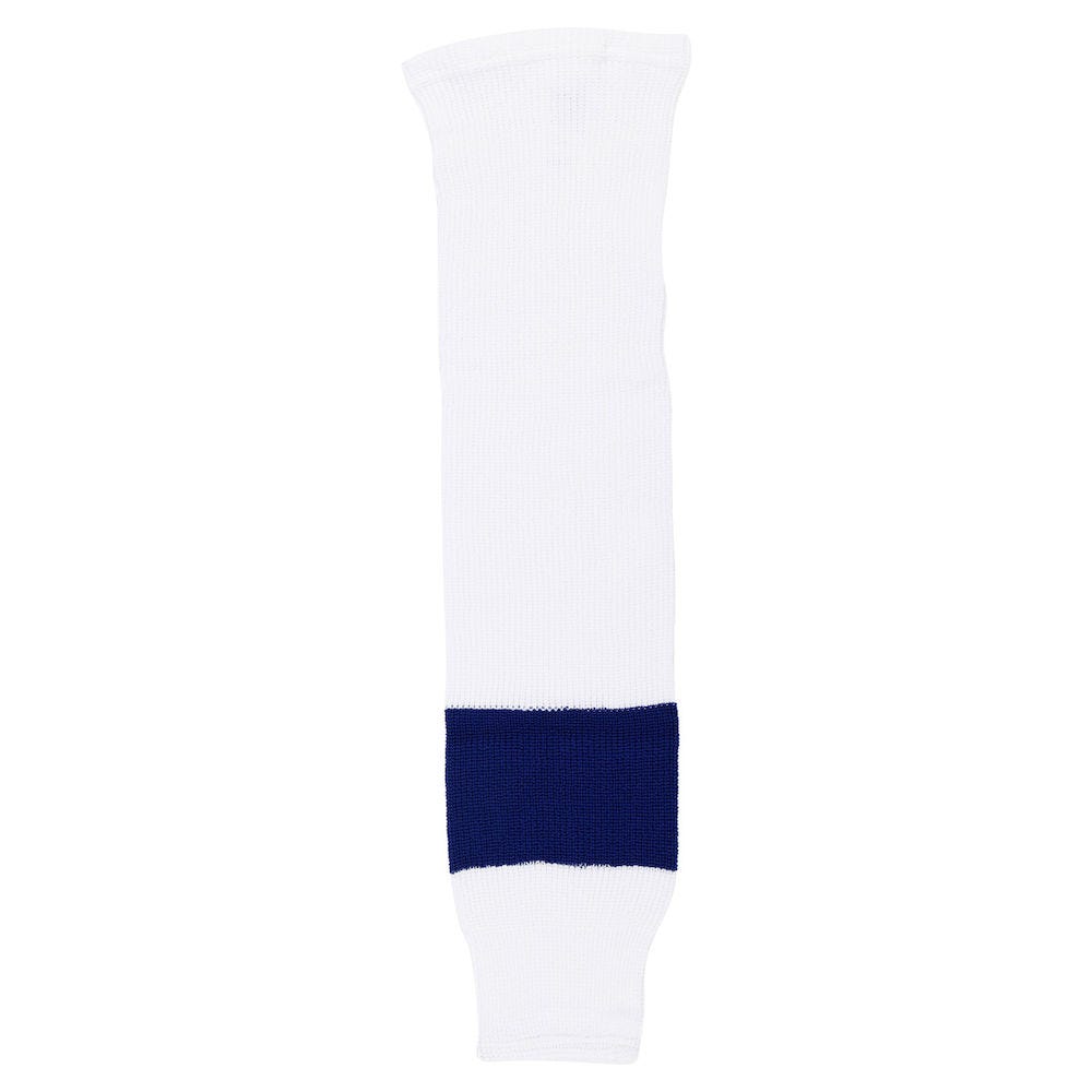 CCM 2-Tone Single Stripe Knit Hockey Socks | 100% Polyester in Royal White Size Junior