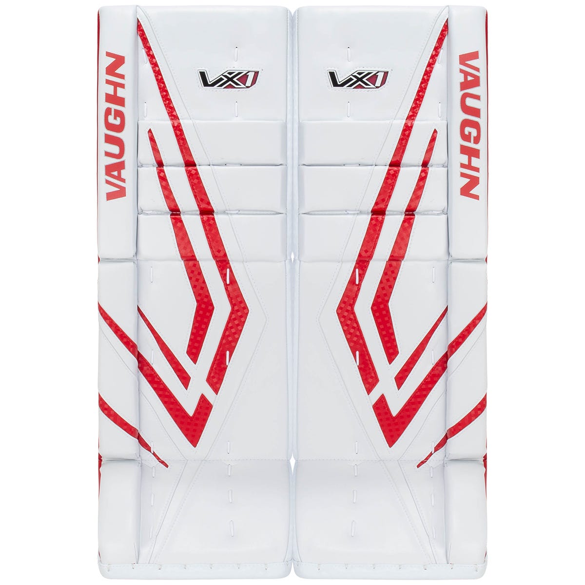 Vaughn Velocity VX1 Intermediate Goalie Leg Pads in White/Red Size 30+2in