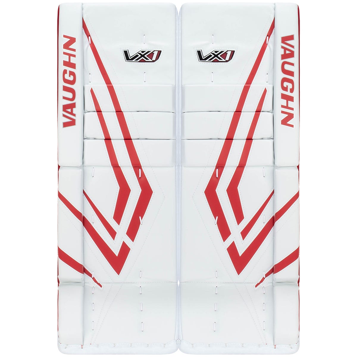 Vaughn Velocity VX1 Junior Goalie Leg Pads in White/Red Size 26+2in
