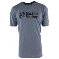 "Monkey Sport Apparel Monkey Sport by Pepper Foster - GoalieMonkey Logo Adult Short Sleeve T-Shirt in Denim Size Small"