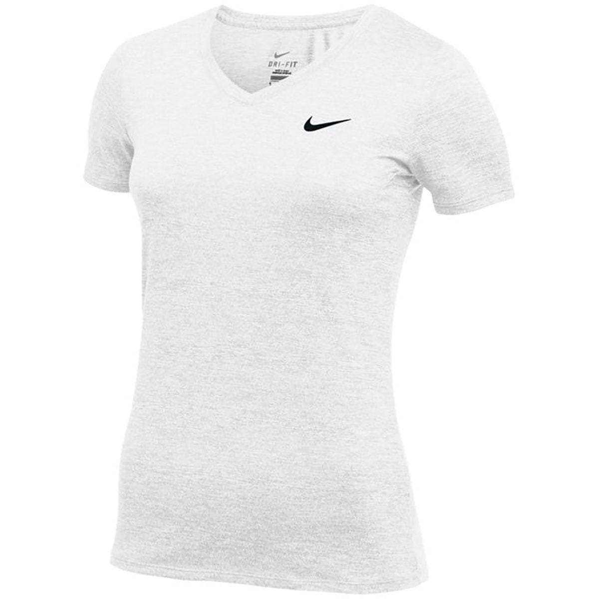 Nike Dri-FIT Legend Training Womens Short Sleeve T-Shirt | 100% Polyester in White/Black Size Large
