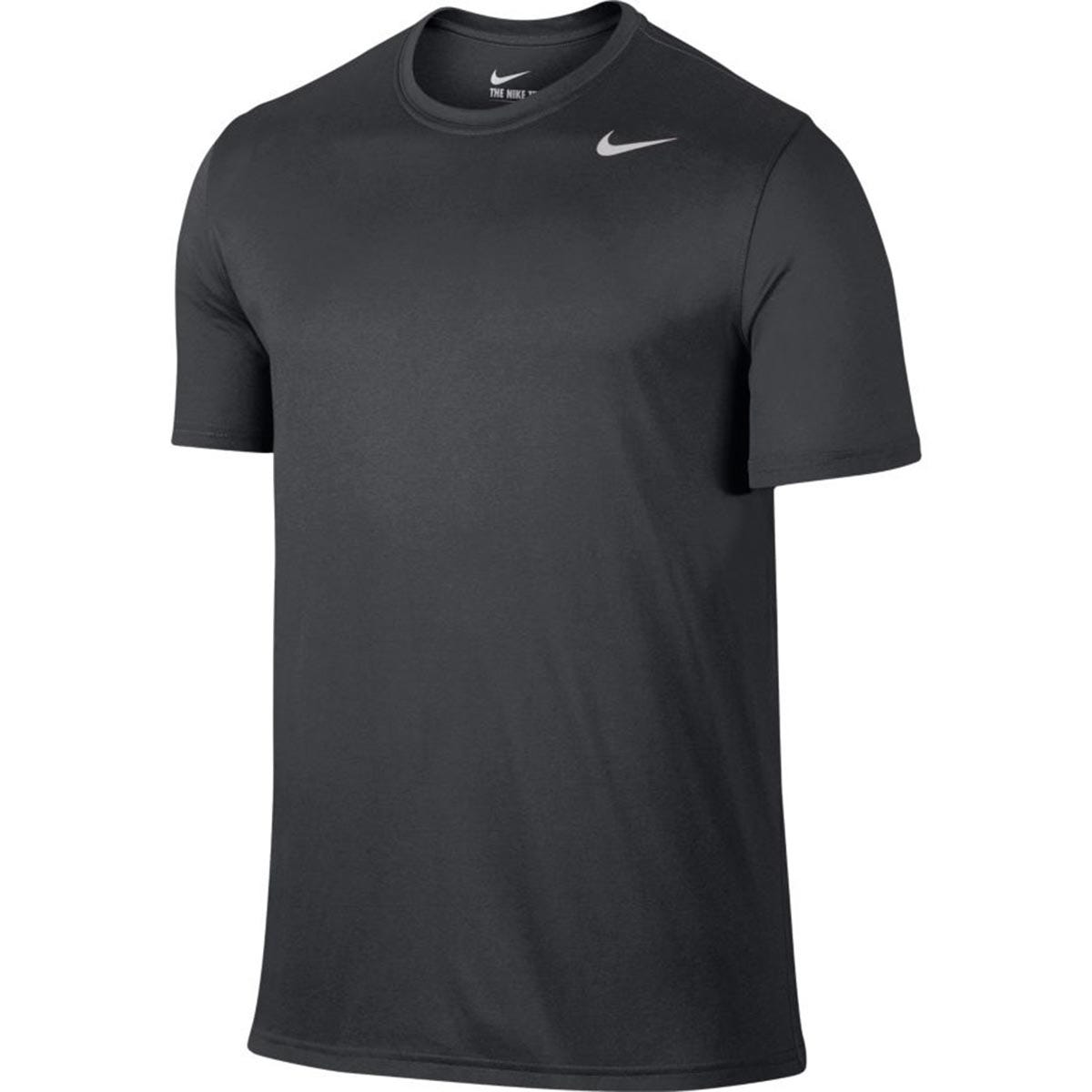 "Nike Legend 2.0 Senior Short Sleeve T-Shirt | 100% Polyester in Anthracite/Black/Matte Silver Size Medium"