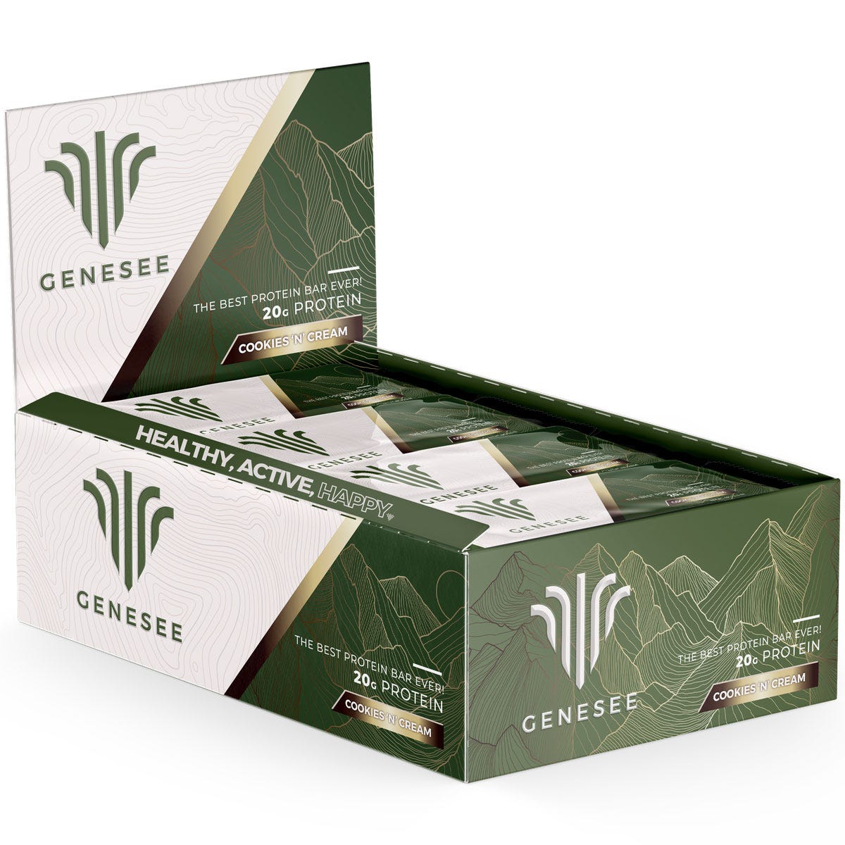 Genesee Cookies N Cream Protein Bars - 12 Pack