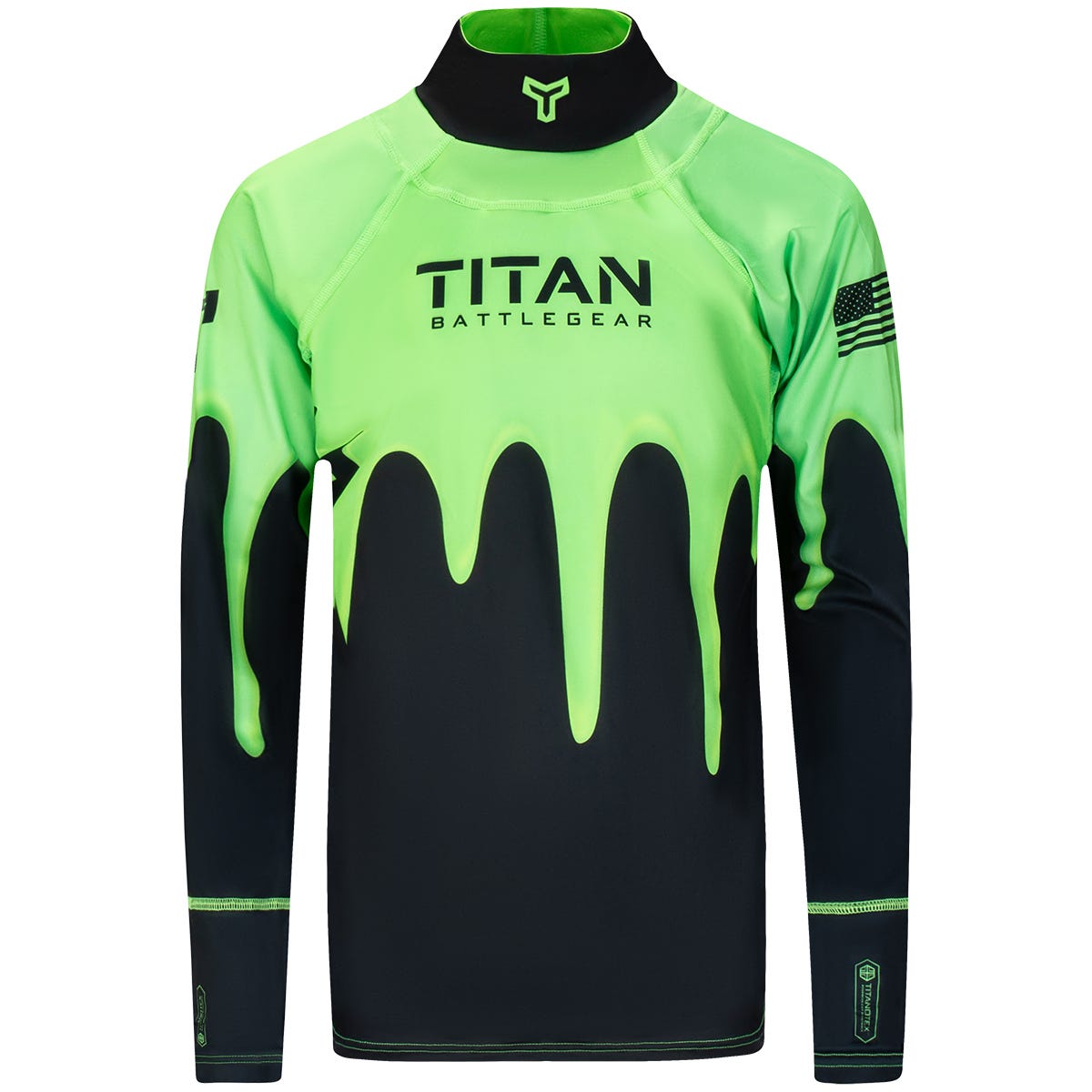 Titan BattleGear 2.0 Stretch ProCurve Youth Long Sleeve Shirt in Black/Slime Size X-Small