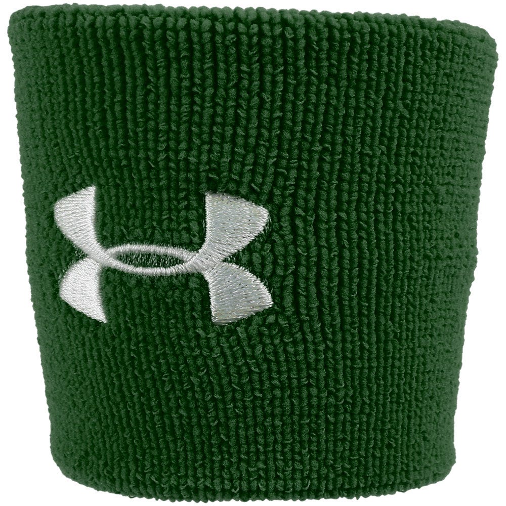 "Under Armour 3 Inch Performance Wristbands | 96% polyester/4% Rubber in Forest Green Size 3in"