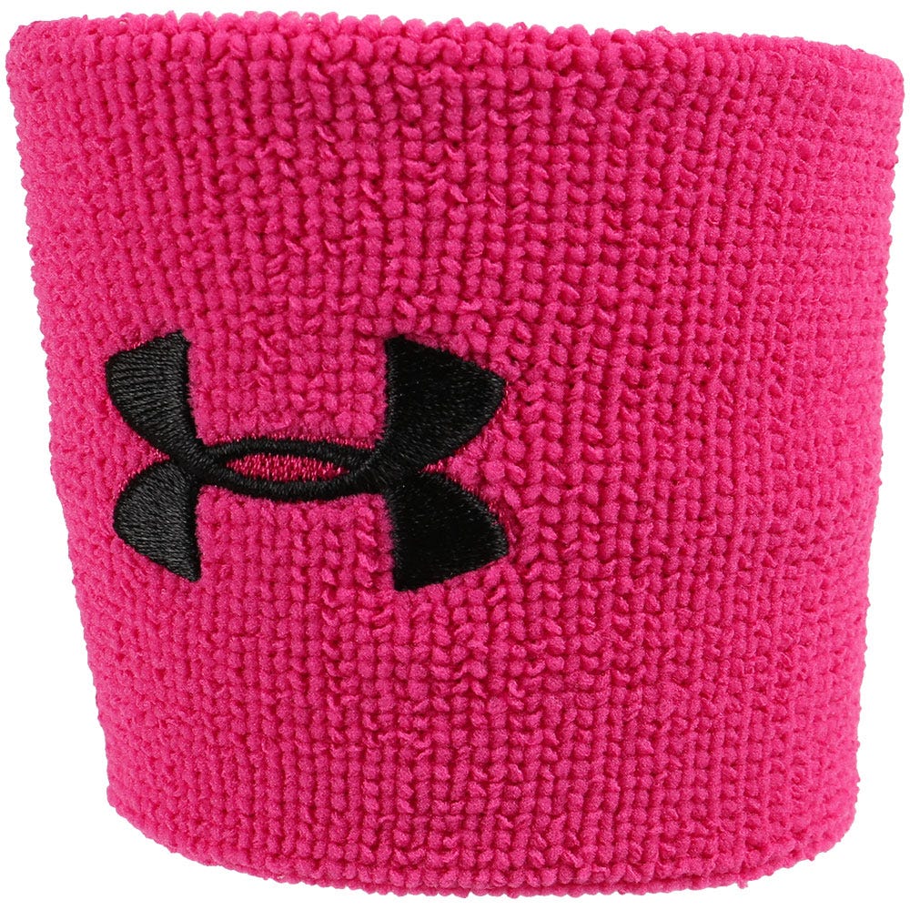 "Under Armour 3 Inch Performance Wristbands | 96% polyester/4% Rubber in Pink Size 3in"