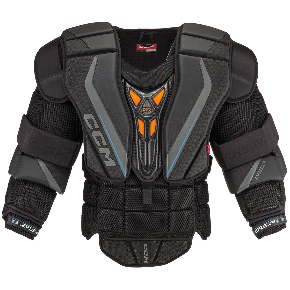 CCM EFLEX 6 Intermediate Goalie Chest & Arm Protector in Black/Grey Size Medium