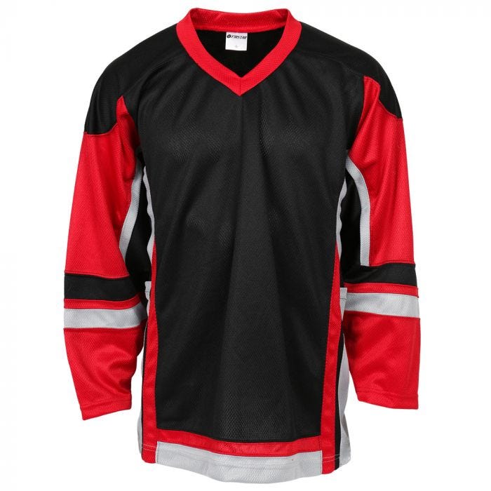 red and black hockey jerseys