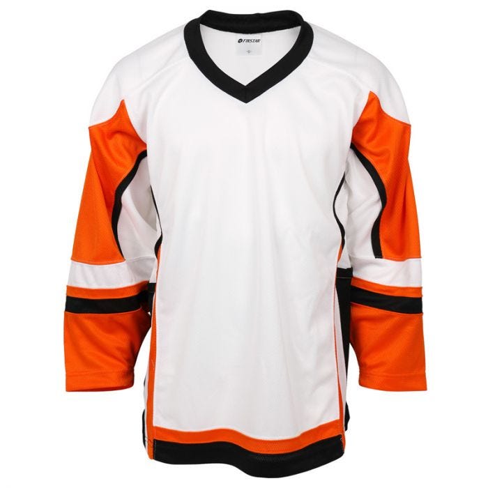 black and orange hockey jersey