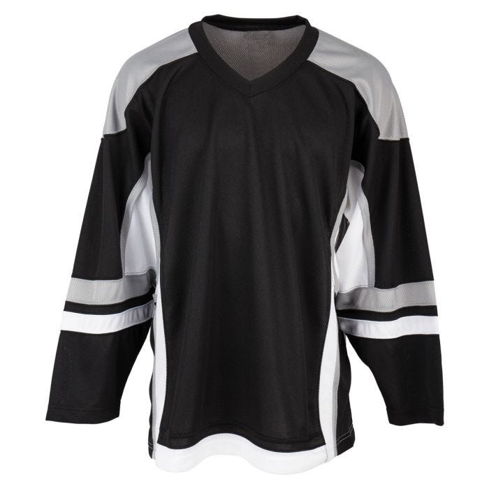 Stadium Adult Hockey Jersey - in White/Orange/Black Size Goal Cut (Intermediate)