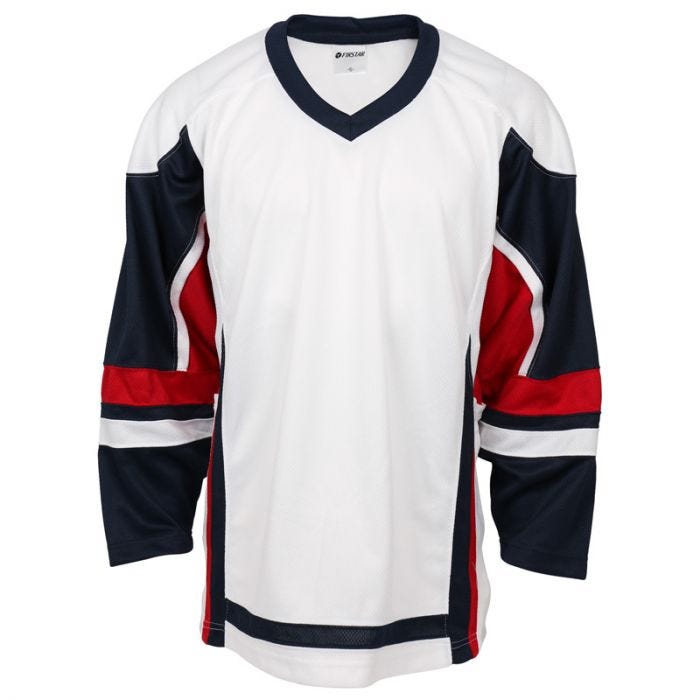 Custom Light Blue White-Red Hockey Jersey Women's Size:S