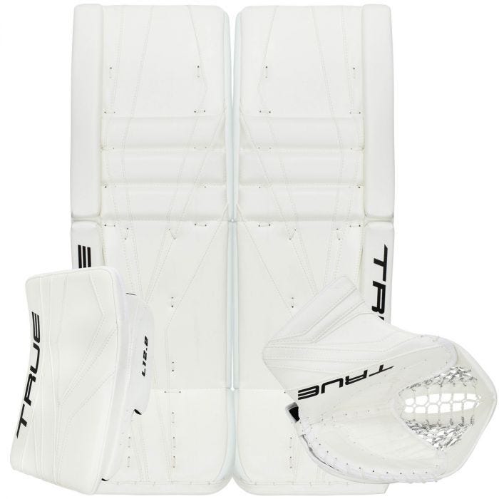 TRUE 12.2 CANADIAN MADE Goalie pads and gloves set. 34 + 2