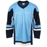 "Stadium Youth Hockey Jersey - in Powder Blue/Navy/White Size Goal Cut (Junior)"