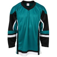 Stadium Youth Hockey Jersey - in Teal/Black/White Size Goal Cut (Junior)