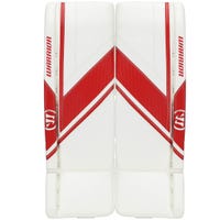 Warrior Ritual G6 Pro+ Senior Goalie Leg Pads in White/Red Size 35+1.5in