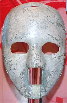 The original Mask of Jacques Plante in the Hockey Hall of Fame