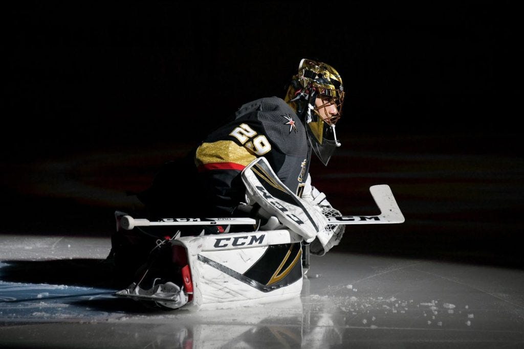 Hockey Of Tomorrow on X: What is your favourite NHL goalie set-up of all  time? We'll go 1st, Marc-Andre Fleury's classic 03'-07' yellow pads.   / X
