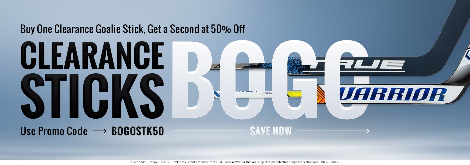 Goalie Stick Sale - Buy One, Get One 50% Off