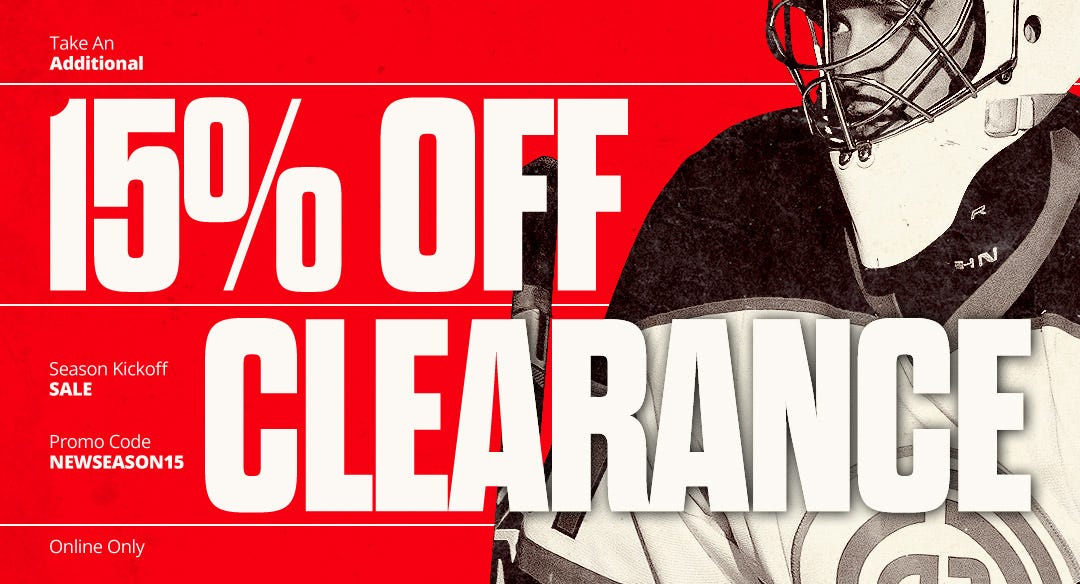 Season Kickoff Sale: Take an additional 15% off clearance. Promo code NEWSEASON15.