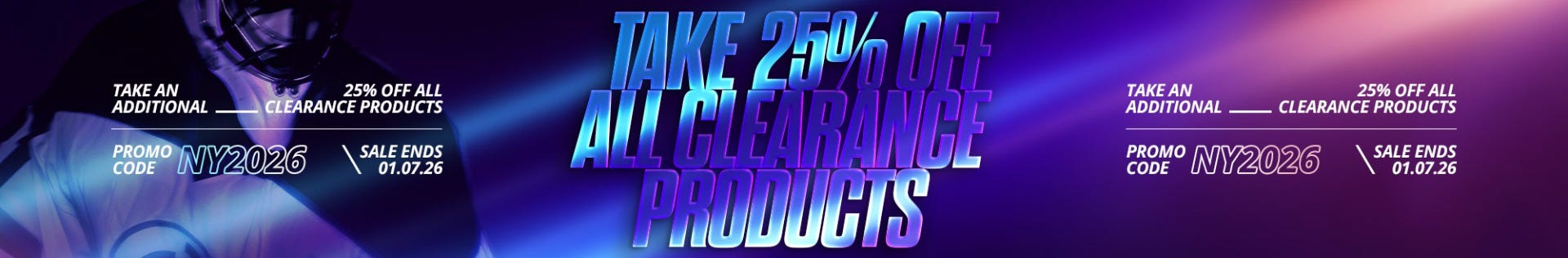 Take 25% off all clearance products. Promo code NY2026. Sale ends 1/7/26.