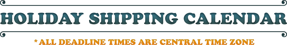 Holiday Shipping Calendar