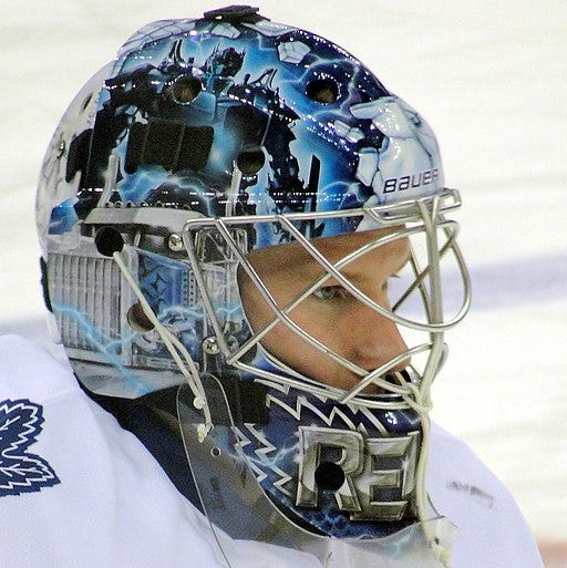 Senior Used custom painted vegas goalie mask